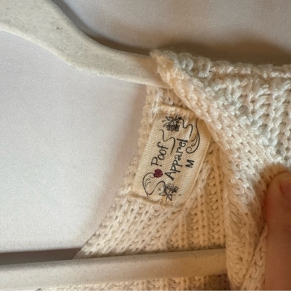 Poof Apparel Women's V-Neck Sweater in Off White - Picture 5 of 10